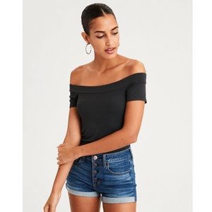 American Eagle Ribbed off the shoulder tee